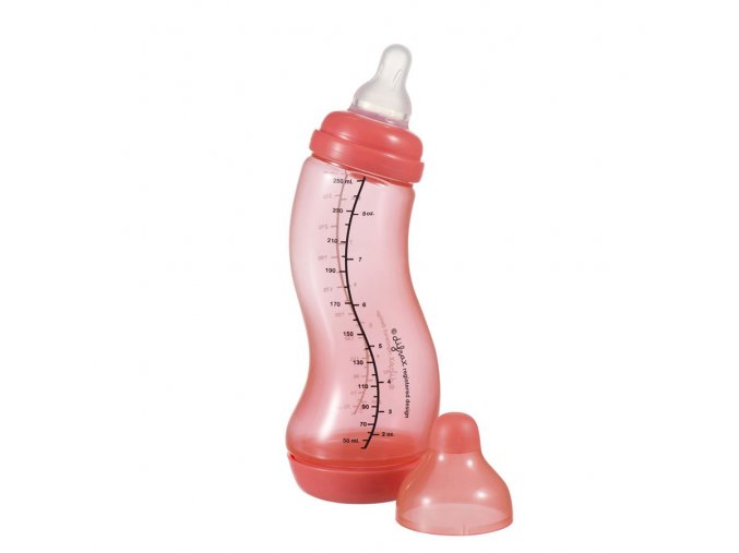 Dojčenská S-fľaška Difrax, Antikolik, koralová, 250ml