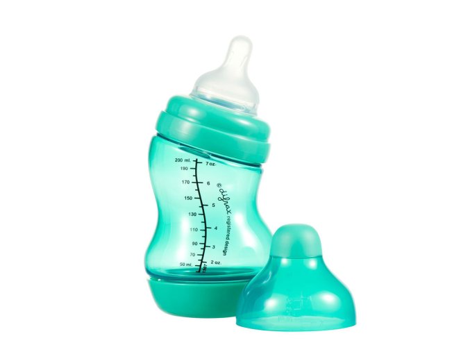 Dojčenská S-fľaška Difrax, široká, Antikolik, zelená, 200 ml