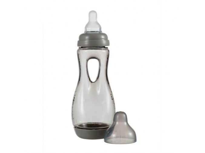 Ľahko uchopiteľná detská fľaša Difrax antikoliková, šedá 240 ml