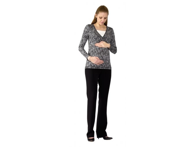 Tehotenské a dojčiace tričko Rialto Devin šedá s bodkami 0611