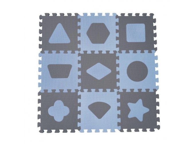 1000 70 31 Penová hracia podložka puzzle Geometrické tvary, Blue 90 x 90 cm