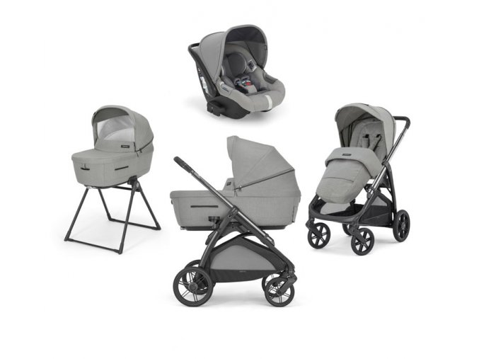 KA60R0SNG Kočík Inglesina Aptica Darwin Recline 4v1 2024 Satin Grey svetlo šedá s polohovacou autosedačkou a welcome pad