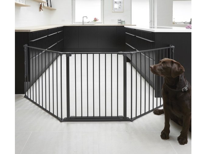 BabyDan Priestorová zábrana pre psíkov Pet Flex L, kovová, čierna
