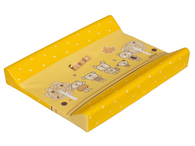 Prebaľovacia podložka dvojstranná 66x50 Two Teddy Bears žltá v akcii