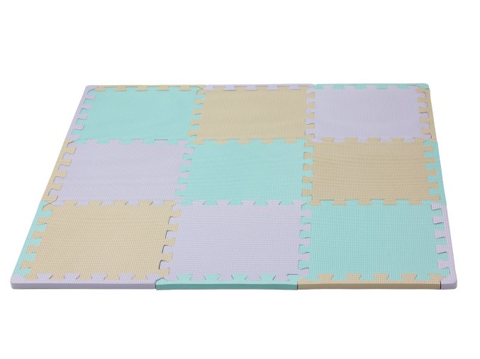 Hracia podložka puzzle s okrajom Silver Beige Green 92 x 92 cm, hrúbka 1,4cm