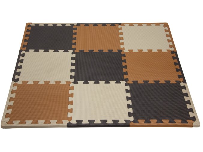 Hracia podložka puzzle s okrajom Brown Beige Grey 92 x 92 cm