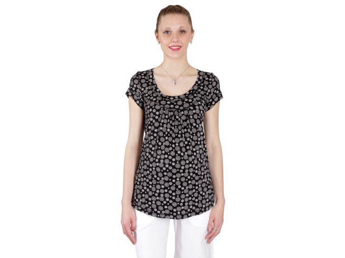 TĚHOTENSKÉ TRIČKO RIALTO REMICH ČERNÁ KVĚT 0178 (Dámská velikost 44)
