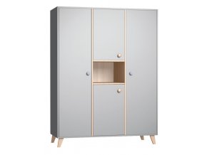 Třídílná skříň Colette grey do dětského pokojíčku