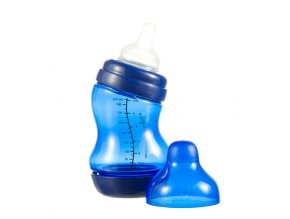 Dojčenská S-fľaška Difrax, široká, Antikolik, tmavo modrá, 200 ml