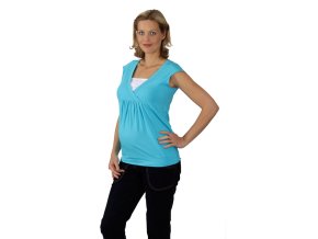 Těhotenské a kojící tričko RIALTO DERY tyrkysově modrá 0459 (Dámská velikost 46)