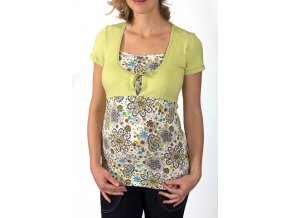Těhotenské a kojící tričko RIALTO DUVY zelená tisk 0184 (Dámská velikost 44)