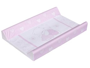 Prebaľovacia podložka s pevným dnom 80x50cm pre postieľky Rosa Hearts v akcii ružovo biela