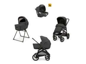 Odľahčený kočík do terénu APTICA XT Magnet Grey s adaptívnym odpružením, priestrannou korbičkou s 5-timi okienkami, o 1,5 kg ľahším podvozkom s veľkými kolesami a autosedačku DARWIN, ktorá v teste ADAC získala hodnotenie 2,0 grafitový
