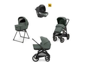 Odľahčený kočík do terénu APTICA XT Taiga Green s adaptívnym odpružením, priestrannou korbičkou s 5-timi okienkami, o 1,5 kg ľahším podvozkom s veľkými kolesami a autosedačku DARWIN, zelený