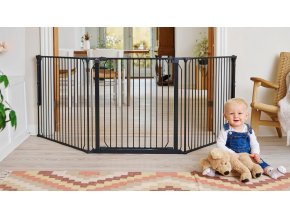 combi fit L Univerzálna priestorová zábrana BabyDan CombiFit L, čierna, aj pre exteriér Univerzálna chráni deti aj psíkov a mačiatka.
