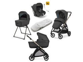 AAE52S0UPB Kočárek Inglesina Electa Darwin Recline 2025 Upper Black,  s polohovací autosedačkou , welcome pad, stand upem, lehký kočárek