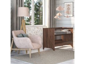 Postieľka Faktum Nest Walnut 60x120 cm orech hnedá s integrovanou zábranou k posteli, orechový masív