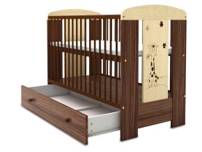 4101 MAKAO Detska postylka 60x120cm+ kontejner, Faktum MAKAO Variabilni detska postielka 60x120cm+kontejner, Kontajner na posteľnú bielizeň na detskú postieľku Faktum Makao 60 X 120 , slivka