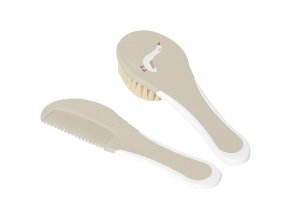 Hrebeň a kefa s prírodným vlasom Bébé-Jou Soft Spring, bežové, taupe