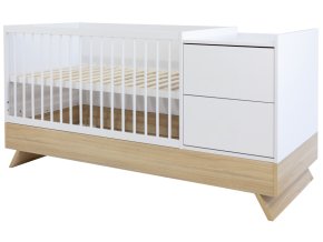 Kombi postieľka Faktum Sienna 3v1 White 70x120 s dotykovým otváraním, prestaviteľná na väčšiu detskú posteľ a praktickú skrinku