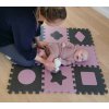 Baby Dan hrací podložka puzzle Geometrické tvary, Rose 90x90 cm