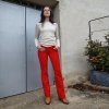Dámske menčestrové nohavice Nymo červené 19232