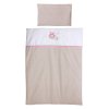 Povlečenie pre postieľku ružová sovička, béžová bodka
