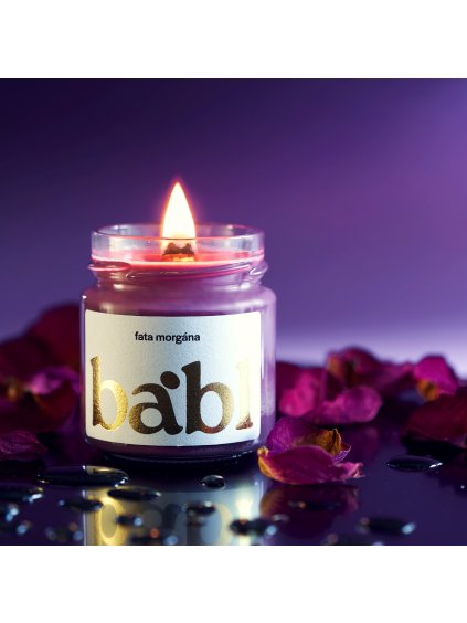 225 ml svíčka ze sojového vosku fatamorgána růžová voda hřebíček pačuli santalové dřevo babl.cz