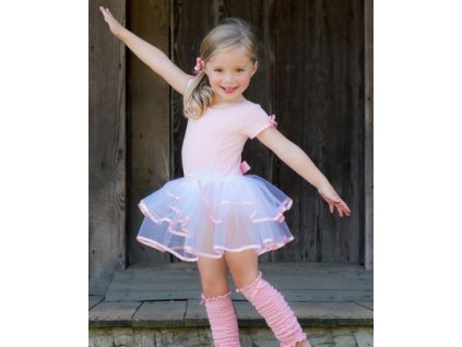 RuffleButts - Pink & White Tutu Leotard body so sukničkou