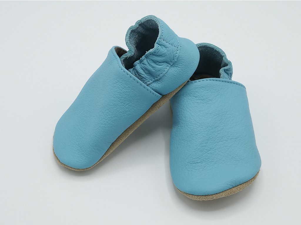 baBice kožené barefoot capáčky Plain Baby Blue světle modré 121 (3)
