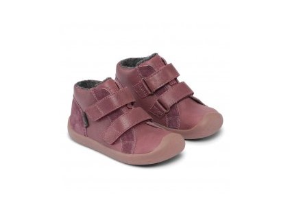 Bundgaard zimní barefoot obuv Walker Mid Velcro II Tex Dark Rose G BG303238DG/723