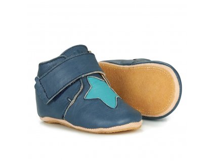 Easy Peasy barefoot capáčky Kiny Etoile Mou denim/Ciel