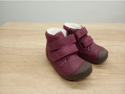Bundgaard zimní barefoot obuv Petit Winter Mid Velcro Rosewine 715