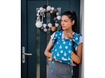 Ergonomické nosítko Lenka Mini Fruits Blue klasické popruhy + chrániče ramenních popruhů (6)