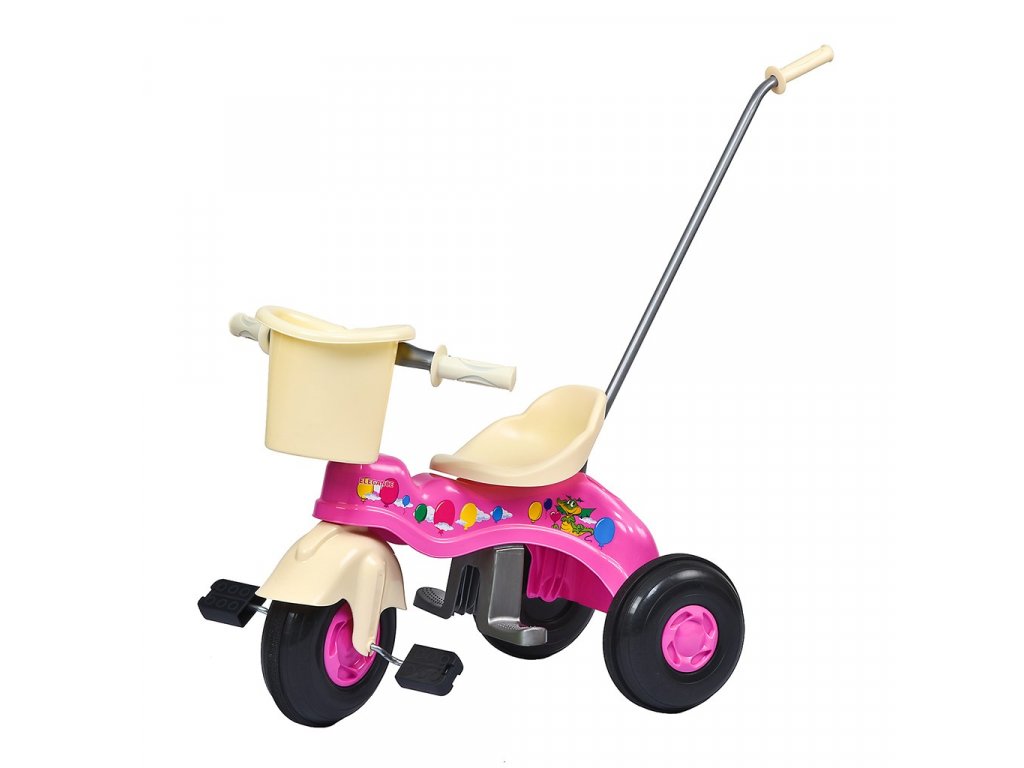 Dětská šlapací tříkolka s vodící tyčí BAYO JUNIOR růžová | BABY-LINE