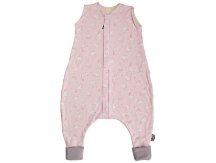 Merino spací pytel 90 cm slon růžový s nožičkami