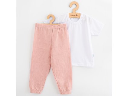 Dětská bavlněná souprava tričko a mušelínové kalhoty New Baby Kindergarten růžová 116 (5-6 let)