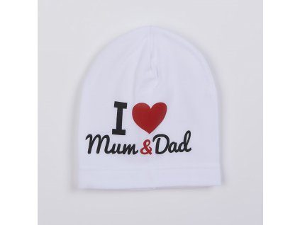 Dětská čepička New Baby I Love Mum and Dad bílá 9-18 m