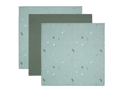 28621 2 muselinova plenka 70x70 cm set 3ks ocean vibes zelena