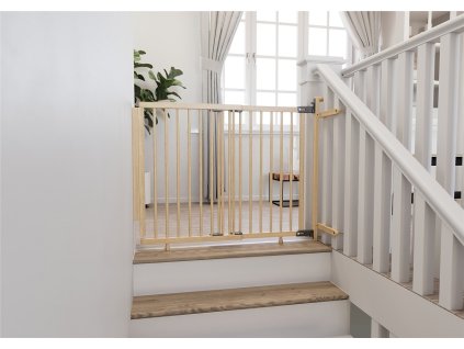 30749 6 vysoka zabrana babydan adjust pro stair gate baluster edition wood 74 5 114 cm v 81cm na schodiste se svorkami k zabradli