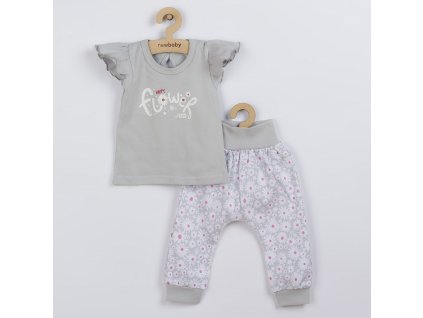2-dílná kojenecká bavlněná souprava New Baby Happy Flower šedá 92 (18-24m)