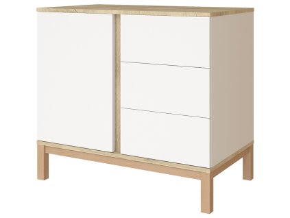 29225 bila prebalovaci komoda faktum loop white oak sleva z vystavy vcetne prebalovaciho nastavce