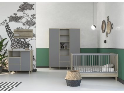 32218 5 velka 4 dilna sada 2 2 detskeho pokoje faktum wing grey zahrnuje prebalovaci komodu prebalovaci nastavec na komodu a policku detskou postylku 120x60 cm zdarma