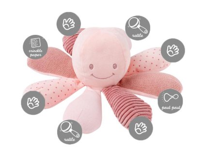 NATTOU Hračka chobotnička edukační 8 aktivit Lapidou pink