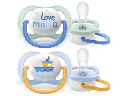 Philips AVENT Šidítko Ultra air Text 0-6m chlapec, 2 ks