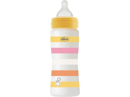 CHICCO Láhev kojenecká Well-being silikon 330 ml děvče