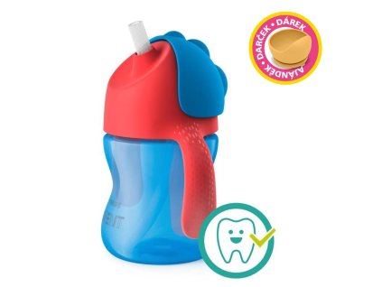 Philips AVENT Hrneček s ohebným brčkem 200 ml chlapec+dárek PETITE&MARS Miska 6m+