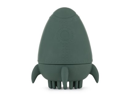 PETITE&MARS Hračka silikonová do vody s kartáčkem Splashy Rocket Misty Green 6m+