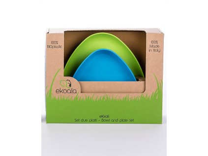 ekoala set 2 piatti in bioplastica ekkolì azzurro verde piatto fondo e piatto piano piatti e scodelle 37567 zoom