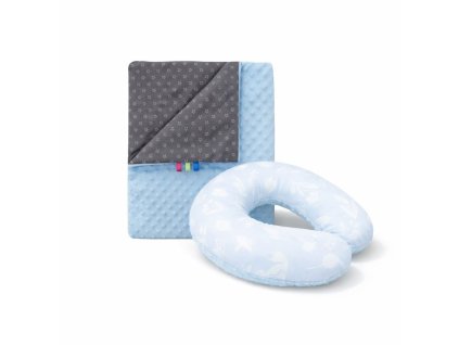 cosing set minky deka nakrcnik mini les modra